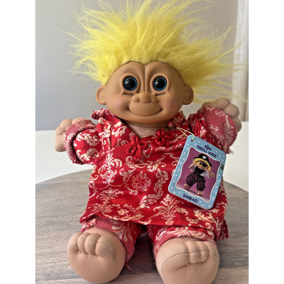 Russ Other - Russ Troll Kids Doll “Sinbad” Yellow Hair Red Outfit w/ Hang Tag Vintage 90s